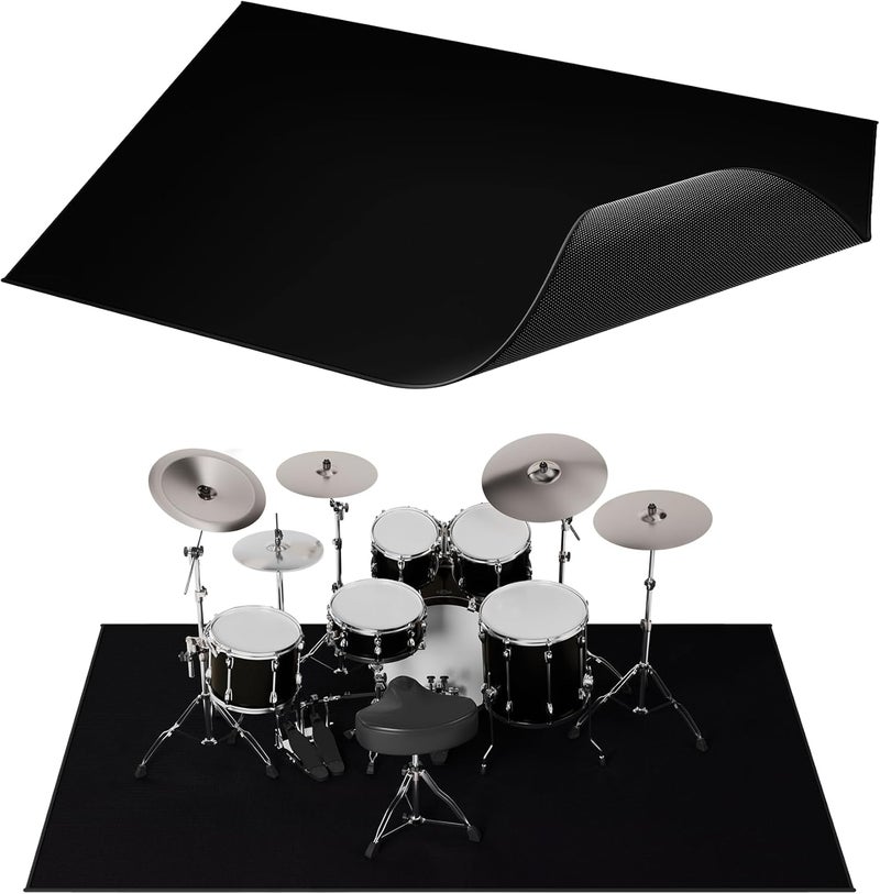 giitooa Drum Rug 4x6Ft With Non-Slip Grip Bottom, Tightly Woven Fabric Mat, Electric Carpet, Soundproof, Accessories Gifts, Black - Image 1
